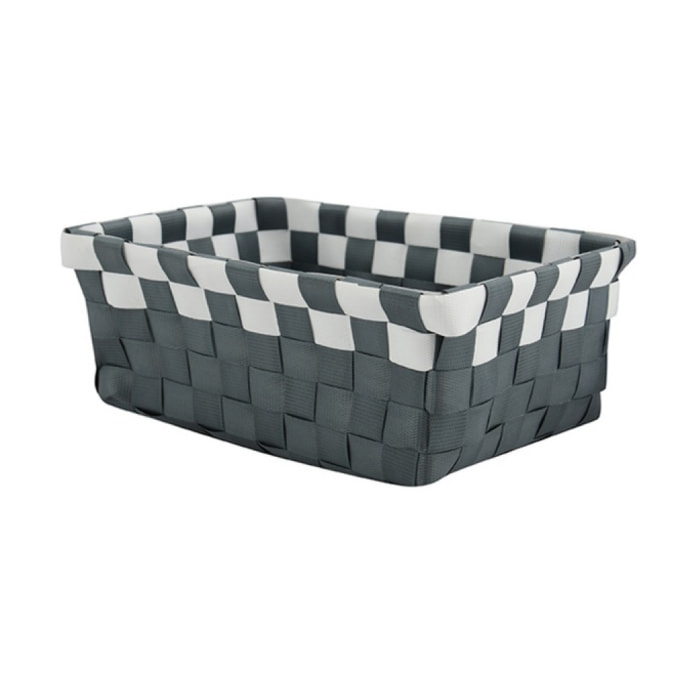 Panier de rangement 19x14x8cm Gris & Blanc MSV