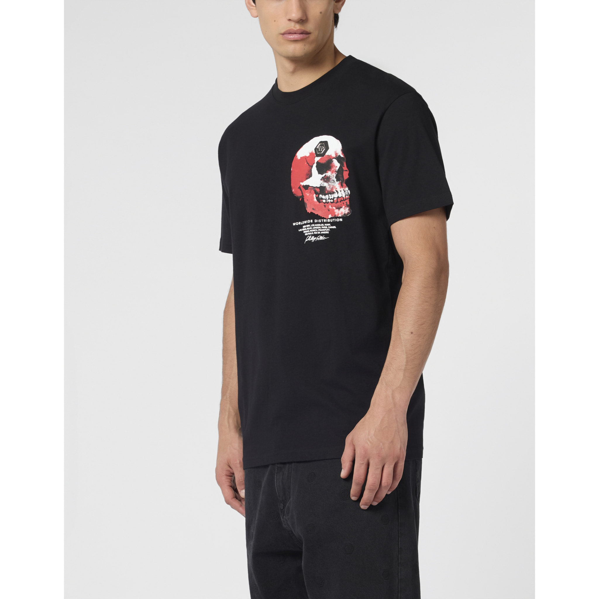 PHILIPP PLEIN Roundneck T-Shirt Puffy Red Skull Skull