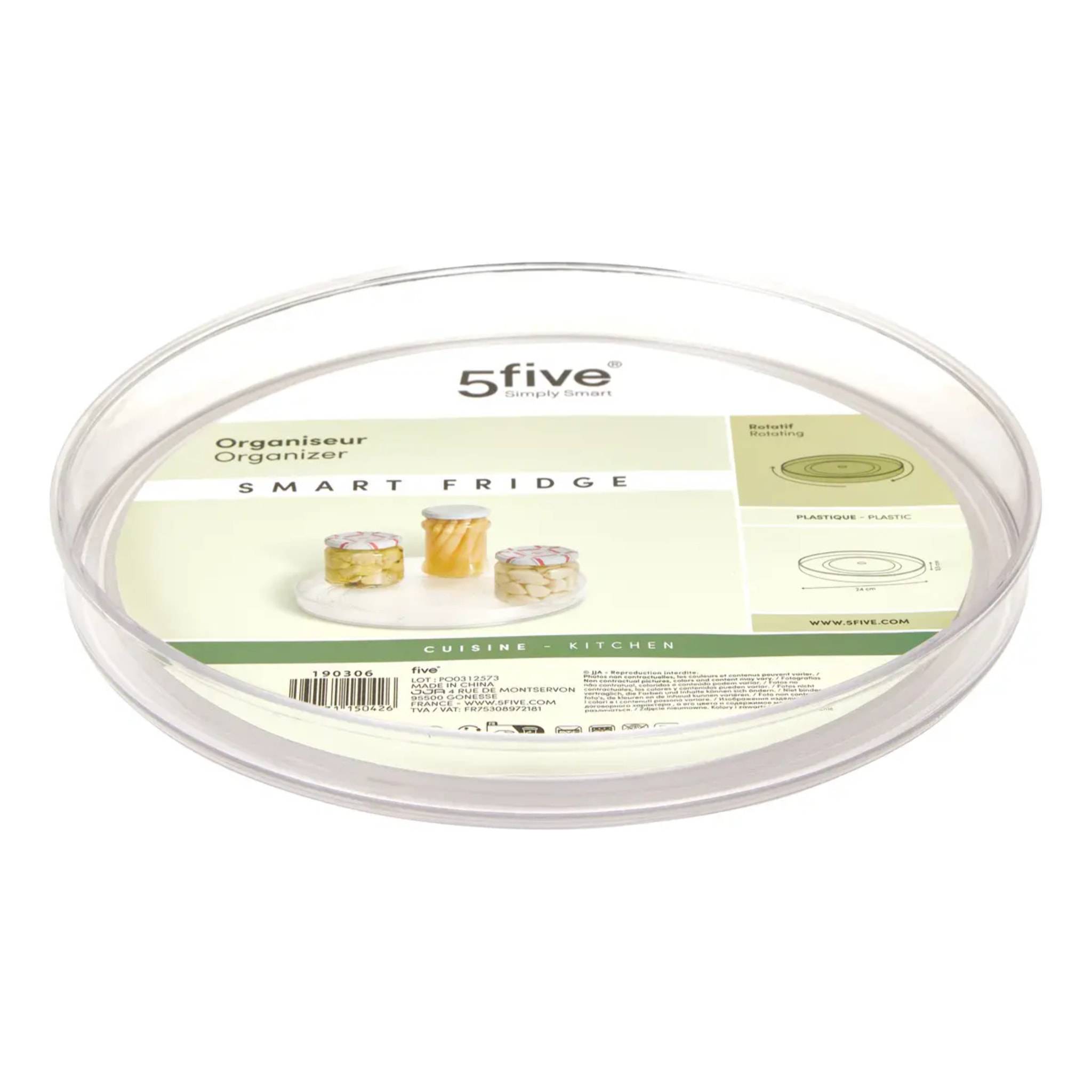 Organiseur rotatif Smart fridge D24cm transparent