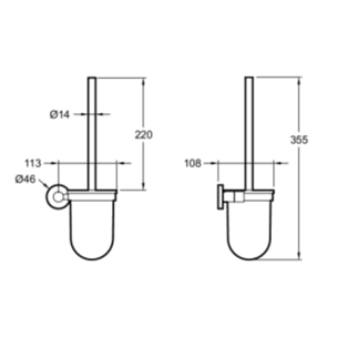 WC à poser sans bride sortie horizontale Elite avec abattant frein de chute + Porte-balai chromé