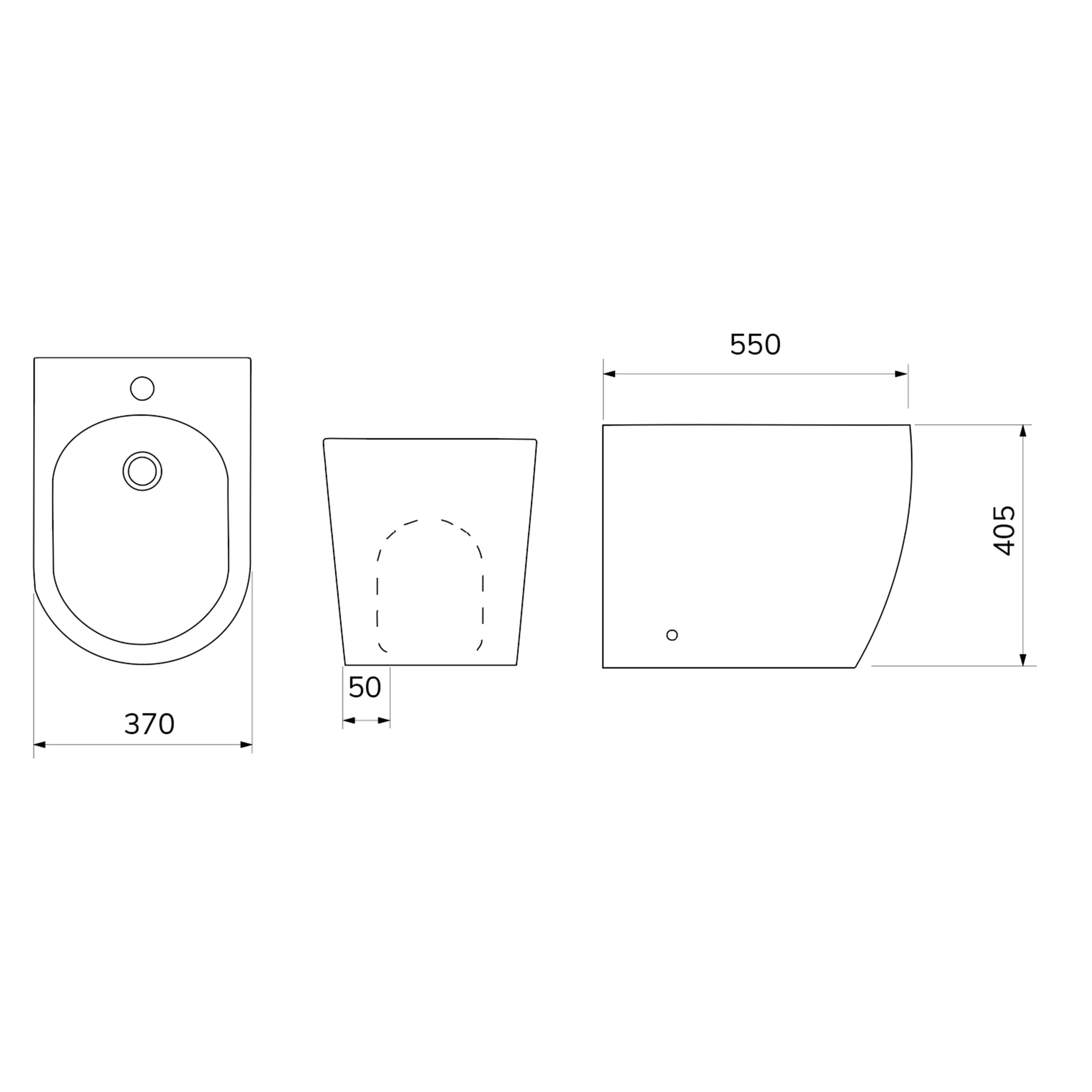 Bidet En Céramique Blanc | Bidet Compact Au Sol | Sortie Mural | Équipé D'Un Trou Pour Robinet, Pour Débordement Et Pour Drainage | Alday