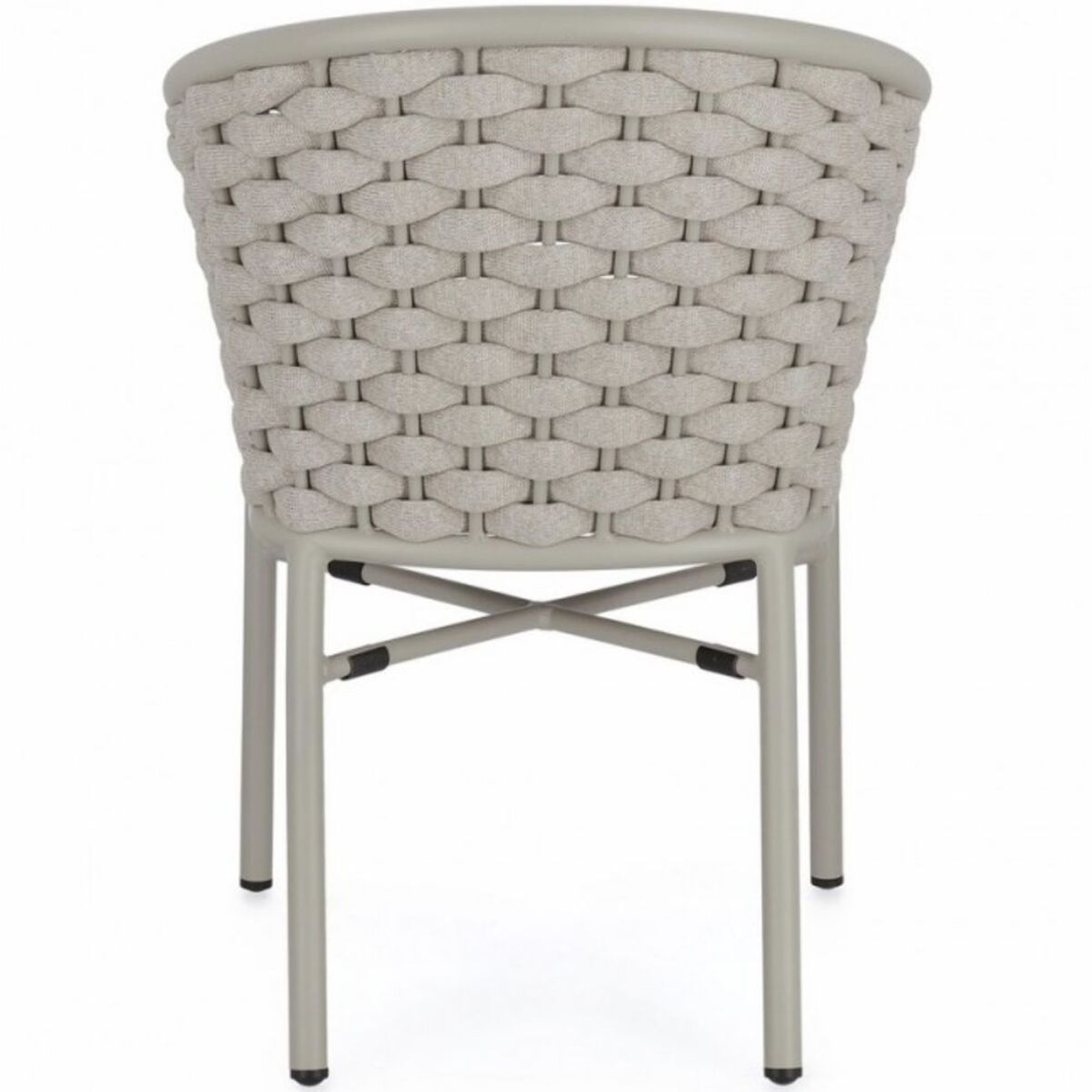 Set di 4 poltroncine MARGALIDA in alluminio tortora con intreccio in corda tortora, con braccioli