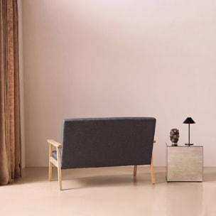 Canapé banquette 2 places bois d'hévéa tissu ISAK