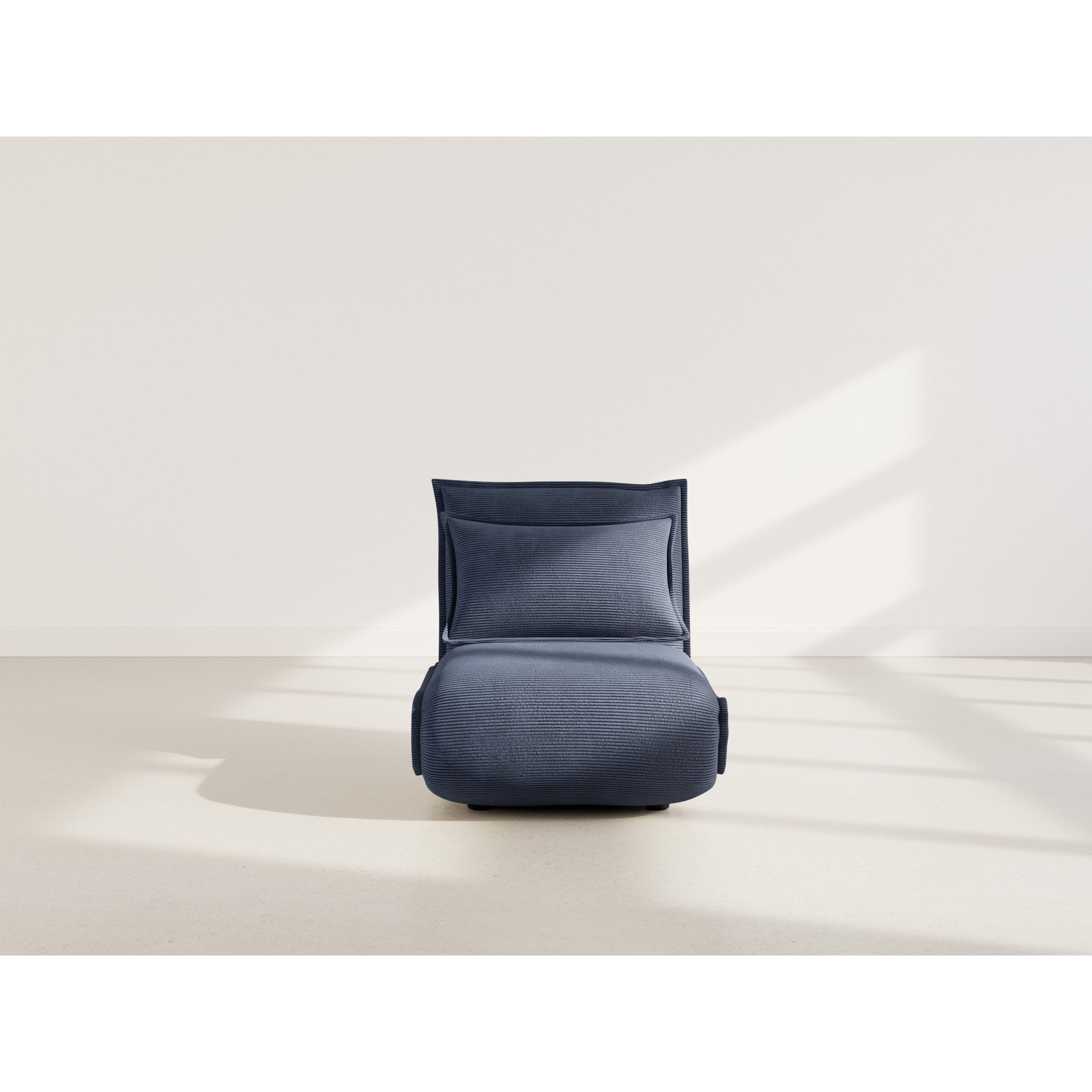 Candice - Banquette 1 place convertible clic-clac en velours côtelé - Bleu nuit