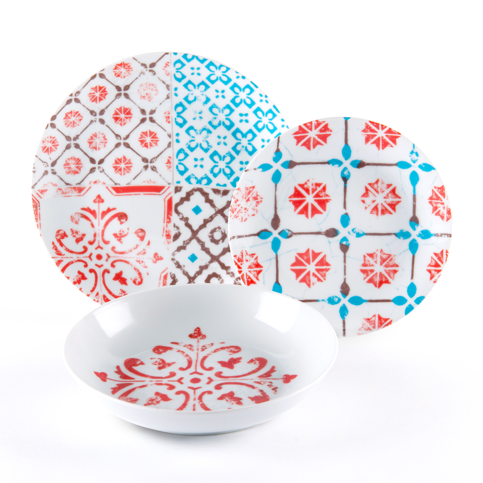 Service de table 18 pièces Excelsa – Maioliche, Porcelaine Multicolore