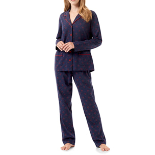 Pijama largo azul marino