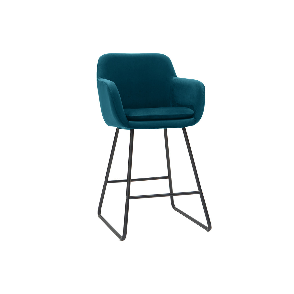 Tabourets de bar en velours bleu pétrole H65 cm (lot de 2) AMIKA