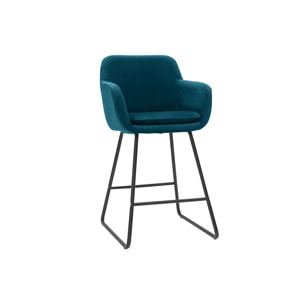 Tabourets de bar en velours bleu pétrole H65 cm (lot de 2) AMIKA