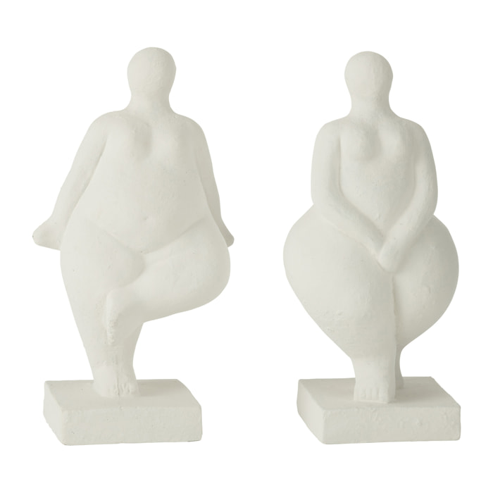 J-Line décoration Figurine Moderne Venus - ciment - blanc - 2 pièces