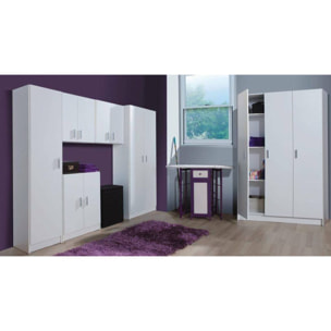 Armadio multiuso grande Ranuncolo, Guardaroba ausiliario a 3 ante, Scarpiera con ripiani, Mobile porta scope, 109x37h180 cm, Bianco