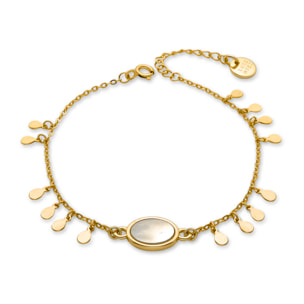 Pulsera de Madreperla Blanca acabada en oro amarillo de 18K