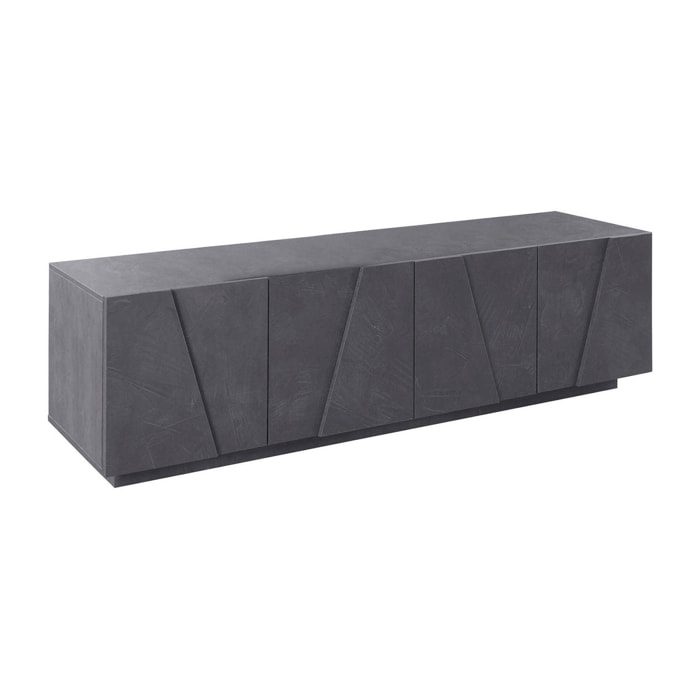 Mobile porta TV Acix, Credenza bassa da soggiorno, Base porta televisione, 100% Made in Italy, cm 162x44h46, Grigio Ardesia