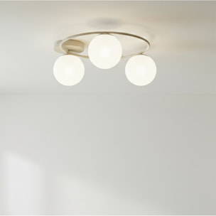Lampada a sospensione SOPRA con sfere in vetro bianco opale