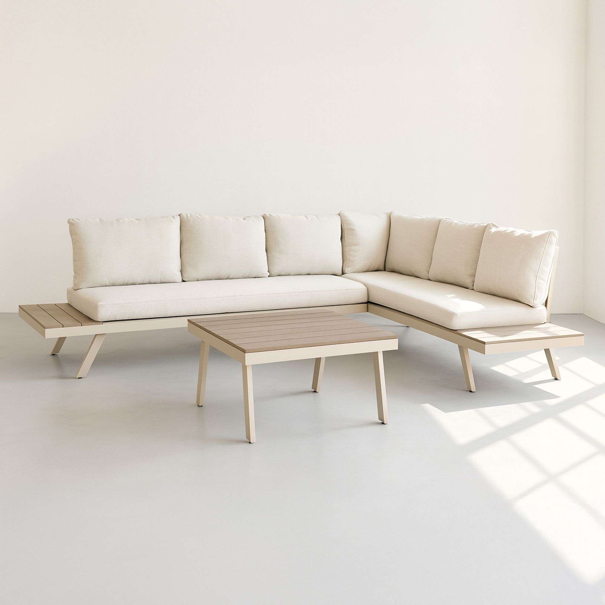 Salon de jardin 6 places en aluminium beige  CALVI