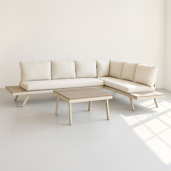 Salon de jardin 6 places en aluminium beige  CALVI