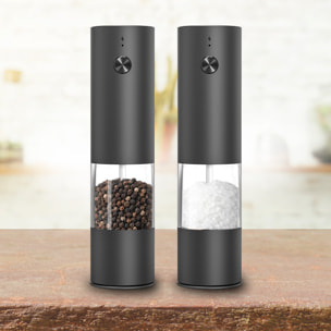 Molino eléctrico de pimienta EG-A con 70ml de capacidad y ajuste de grosor.