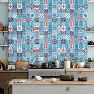 Stickers muraux - Sticker Mural Carrelage adhésif Cuisine Salle de Bain - 30 STICKERS CARREAUX DE CIMENT AZULEJOS CARLINTA