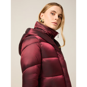 Oltre - Plumífero largo de nylon con capucha - Burgundy