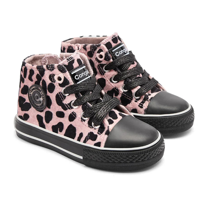 Zapatillas Altas de Niña con Estampado Leopardo