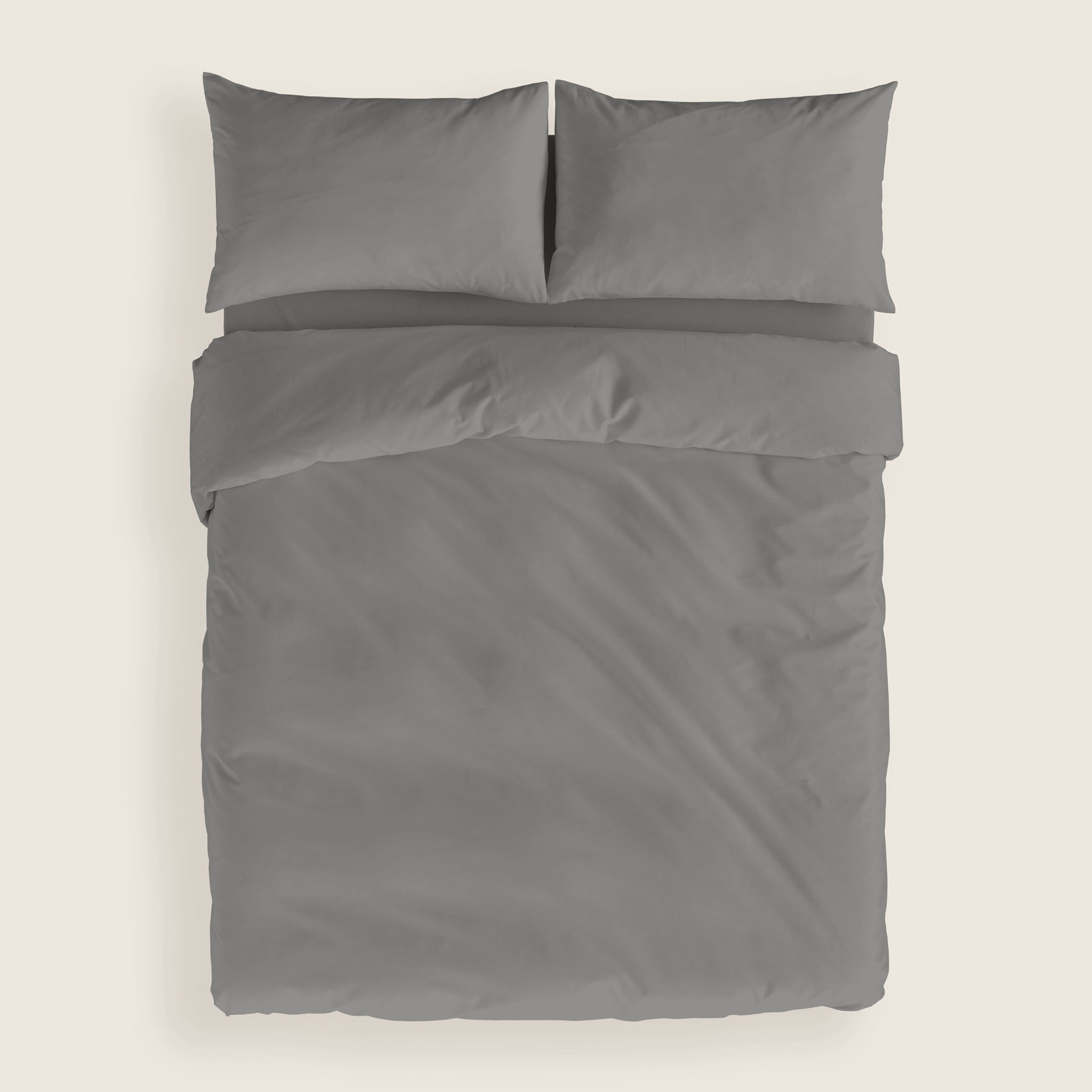 Naturals - Funda Nórdica Lisa - Cierre con botones - 100% Algodón - Incluye 1/2 Fundas de Almohada - Gris