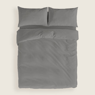 Naturals - Funda Nórdica Lisa - Cierre con botones - 100% Algodón - Incluye 1/2 Fundas de Almohada - Gris