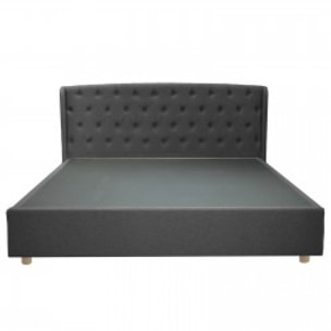 Lit Naples avec tête de lit capitonnée | Robuste et confortable | Montage simple rapide | Tissu | Gris foncé