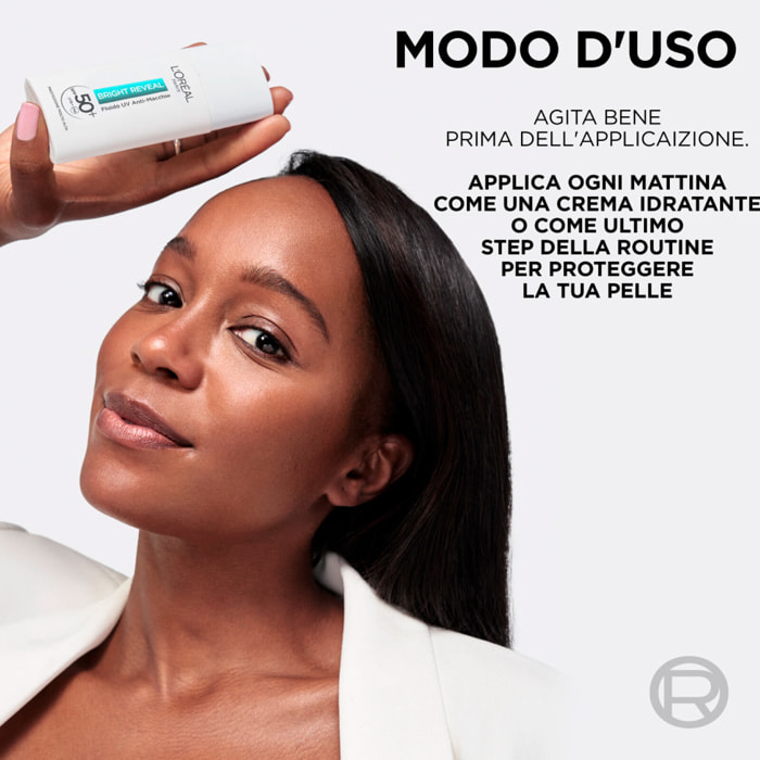 Fluido UV Anti-Macchie Protezione SPF 50+ Bright Reveal con Niacinamide e Vitamina E - Flacone da 50ml