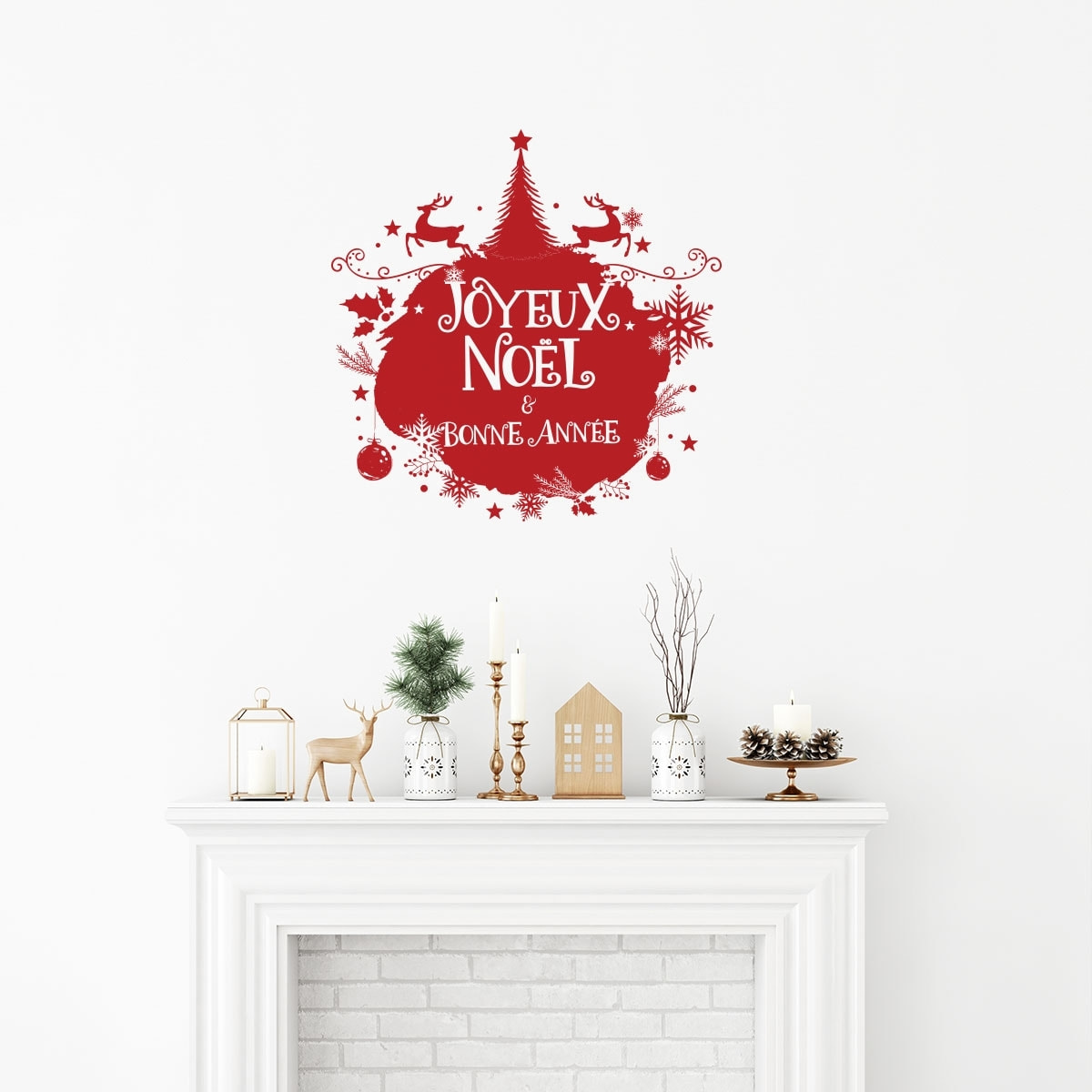 Sticker Noël boule de noël joyeux noël et bonne année - Autocollants stickers adhésifs noël - décoration fêtes