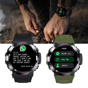 Smartwatch AK45 con monitor de tensión y cardiaco, información meteorológica y modos deportivos. Batería de 400mAh.