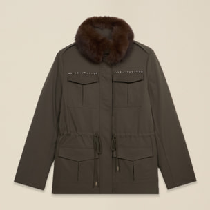 Oltre - Parka in drill misto cotone con borchie - Verde militare