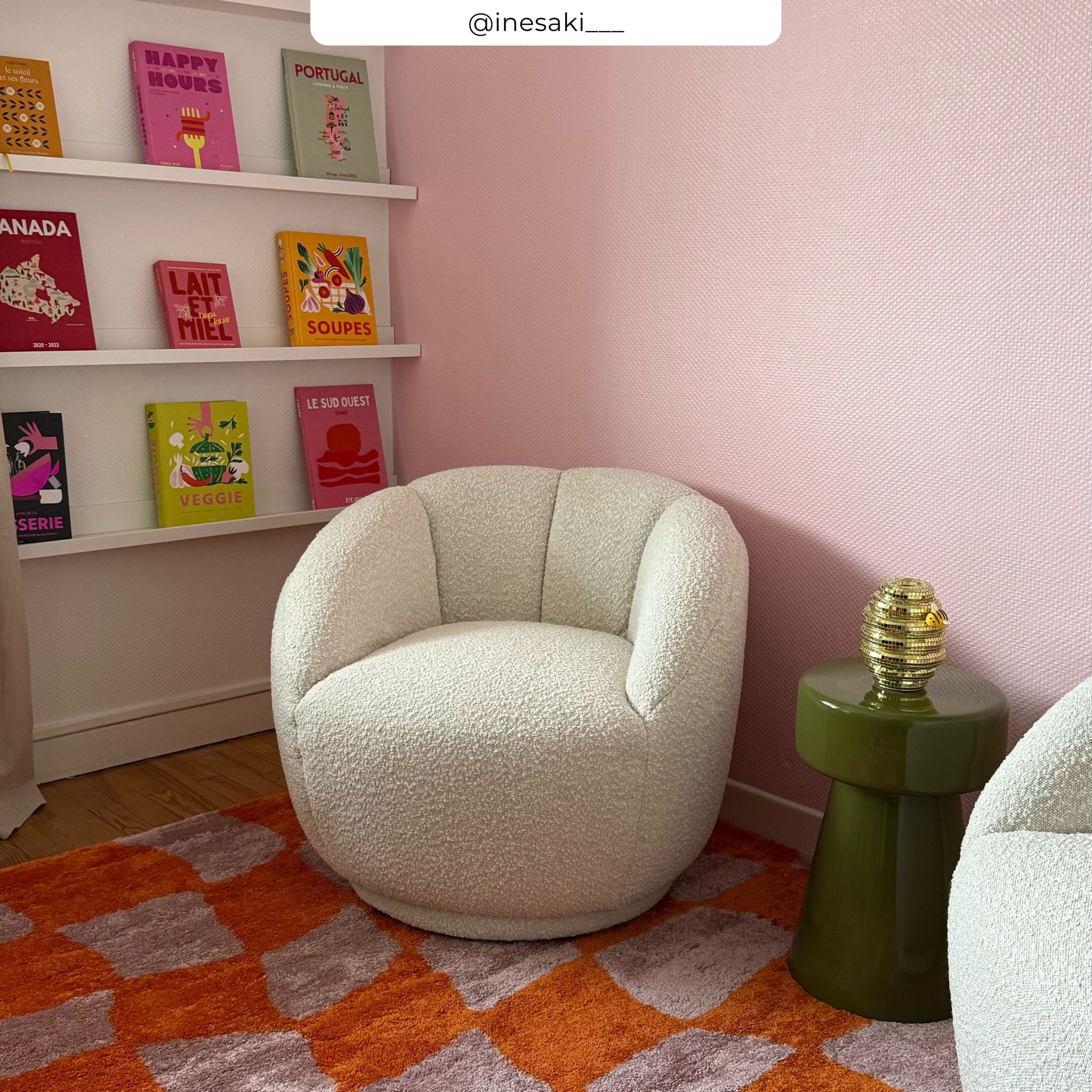Fauteuil en tissu bouclé blanc - Ysé