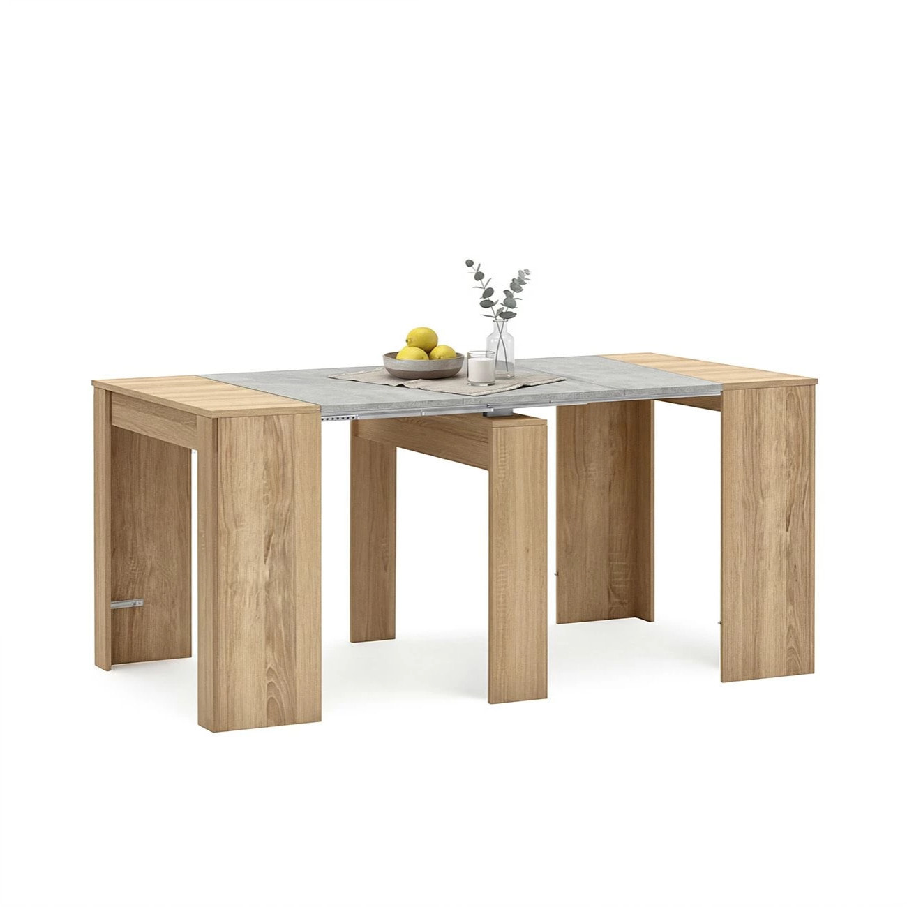 Mesa consola extensible en roble canadian y gris cemento 50-235x90 cm Denis Roble Canadian - Gris Cemento