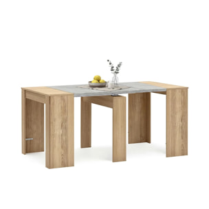 Mesa consola extensible en roble canadian y gris cemento 50-235x90 cm Denis Roble Canadian - Gris Cemento