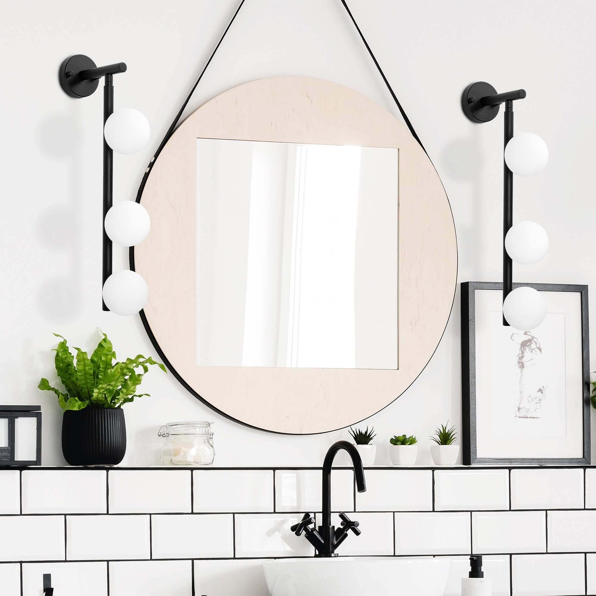 Aplique de pared, metal , negro, 10x24x59, casquillo 3 x G9 Max 10 W