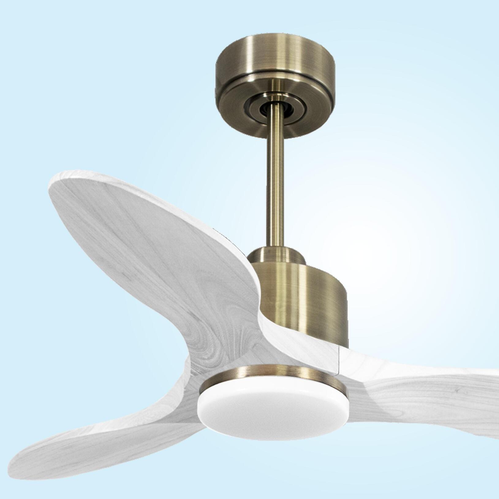 Ventilateur de plafond Réversible  Thermostat Dimmable Wifi Moteur à courant continu Toits en pente Télécommande Lumière à trois tons Hypersilence Mémoire