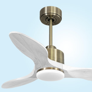 Ventilateur de plafond Réversible  Thermostat Dimmable Wifi Moteur à courant continu Toits en pente Télécommande Lumière à trois tons Hypersilence Mémoire