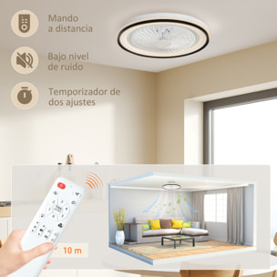 Ventilador de Techo con Luz LED 48,5 W Motor DC Reversible Lámpara Ventilador Techo Silenciosa con Mando a Distancia 6 Velocidades Temporizador para Salón Dormitorio Ø48 cm Blanco
