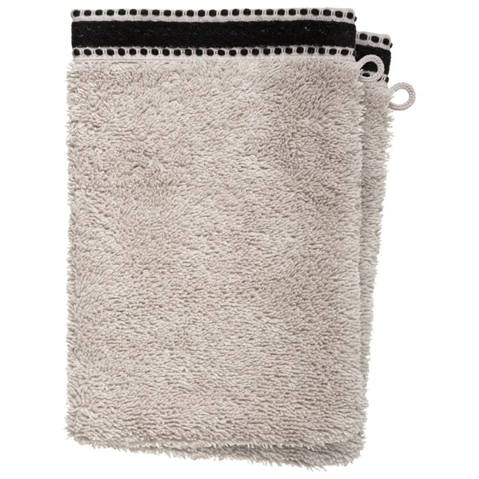 Lot de 2 gants de toilette "Joia" - coton 550 gr/m² - lin 15x21 cm