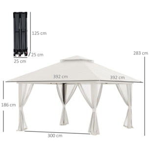 Carpa Plegable Pop-up 3,92x3,92x2,83 m con Altura Ajustable Protección UV50+