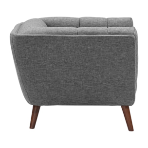 Fauteuil capitonné en tissu gris - Carmen