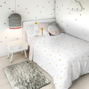 Haciendo el Indio - Funda Nórdica Estampada - Reversible - Infantil - Cierre Solapa - 100% Algodón - Incluye 1 Funda de Almohada - Granja