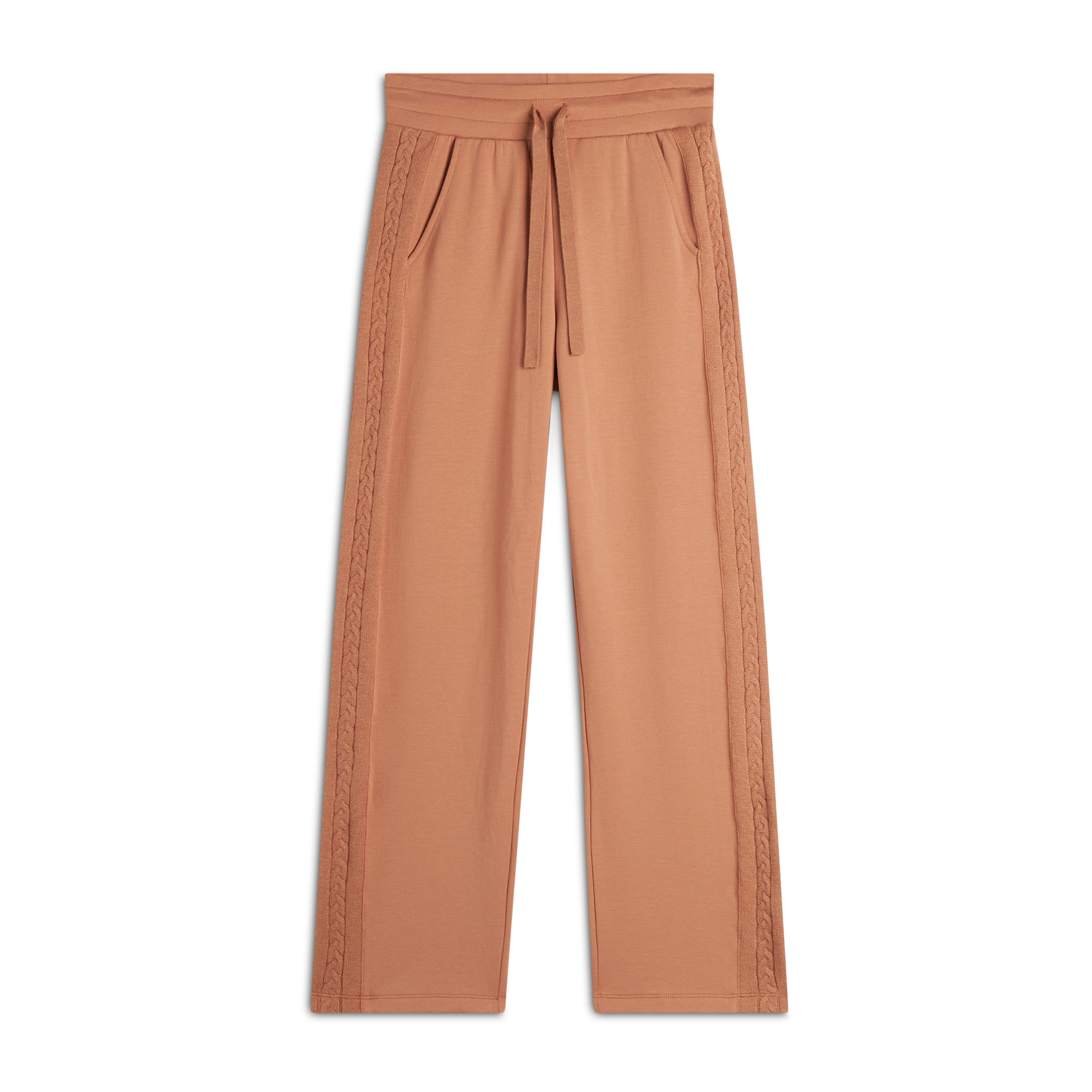 Pantalone lungo in felpa modal con bande a trecce