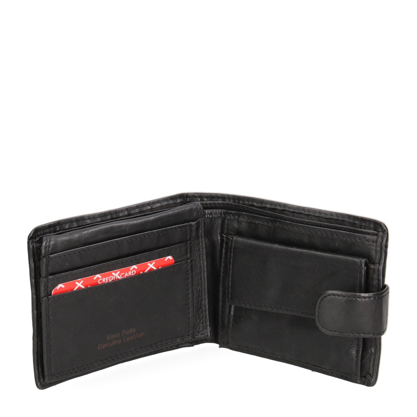 Portafoglio uomo in vera pelle - Modello False - Casual - 12.5 x 10.0 x 2.5 cm