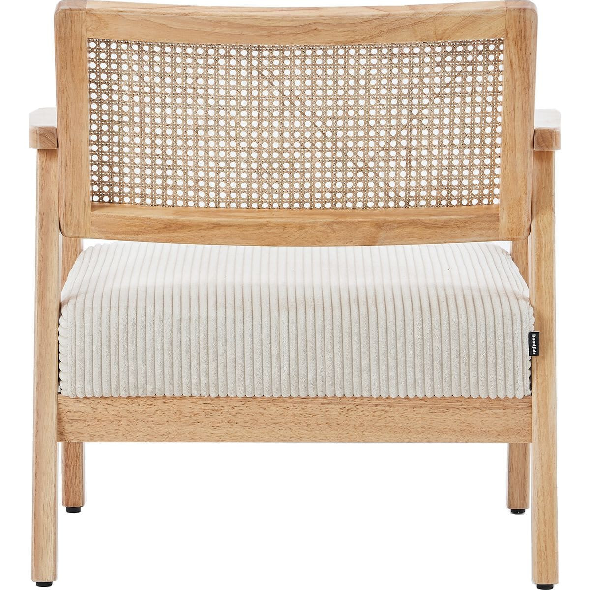 Fauteuil en velours côtelé et cannage - TIM