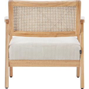 Fauteuil en velours côtelé et cannage - TIM