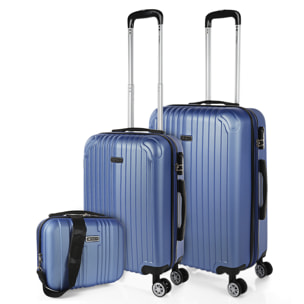 Juego De Maletas Rígidas Abs Itaca Sevron Azul Zafiro