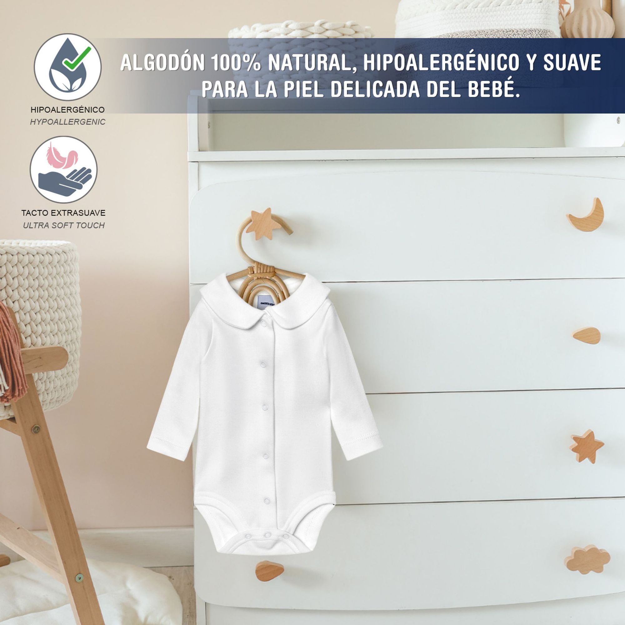 Body bebé manga larga cuello pico