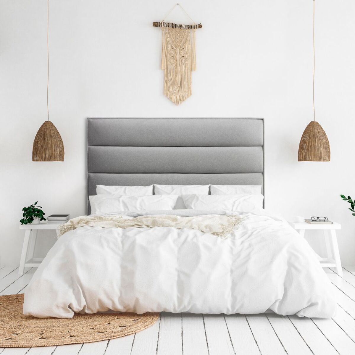 Cabecero de madera tapizado en tela para cama de 180 190x132