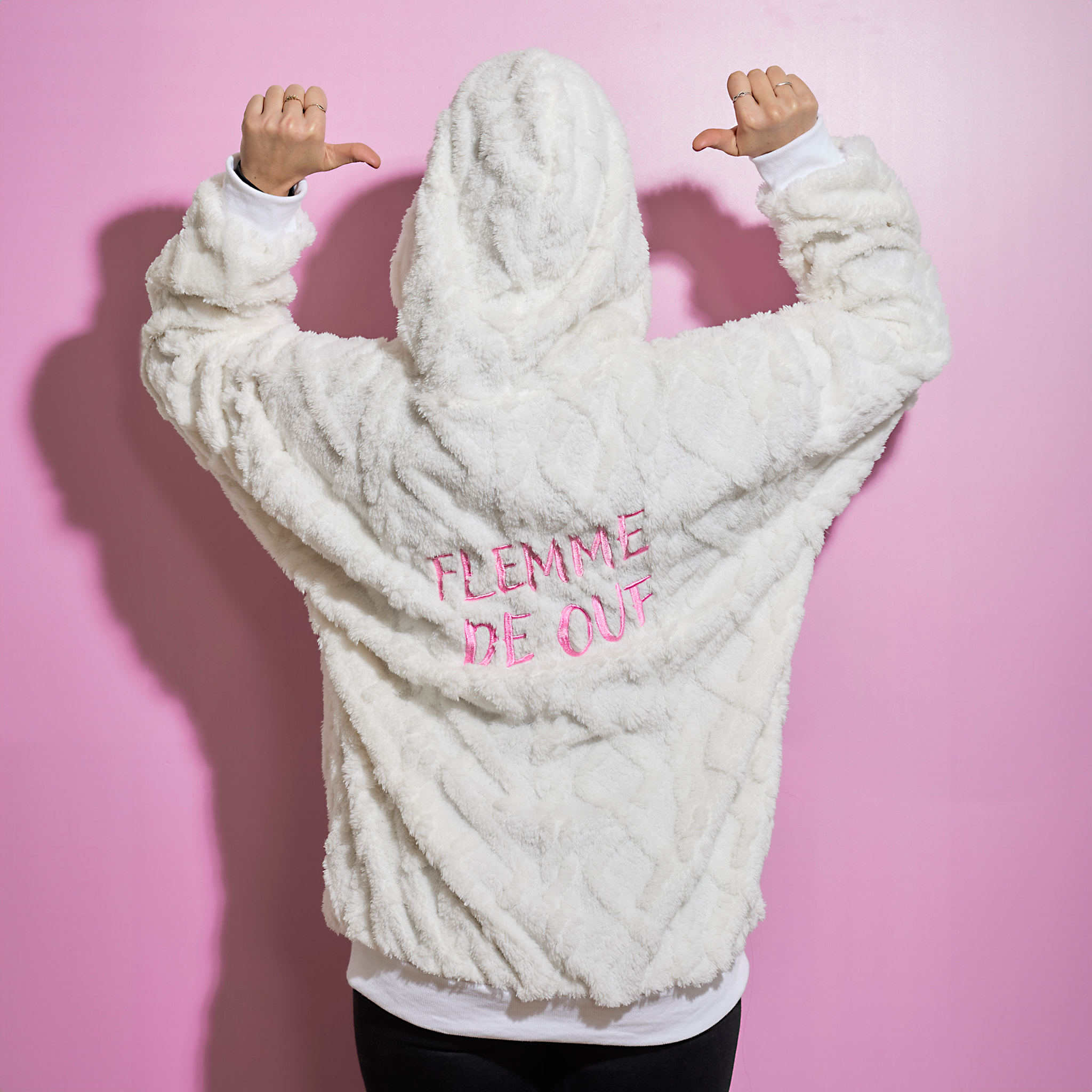 Sweat A Capuche Hoodie Flemme De Ouf Blanc