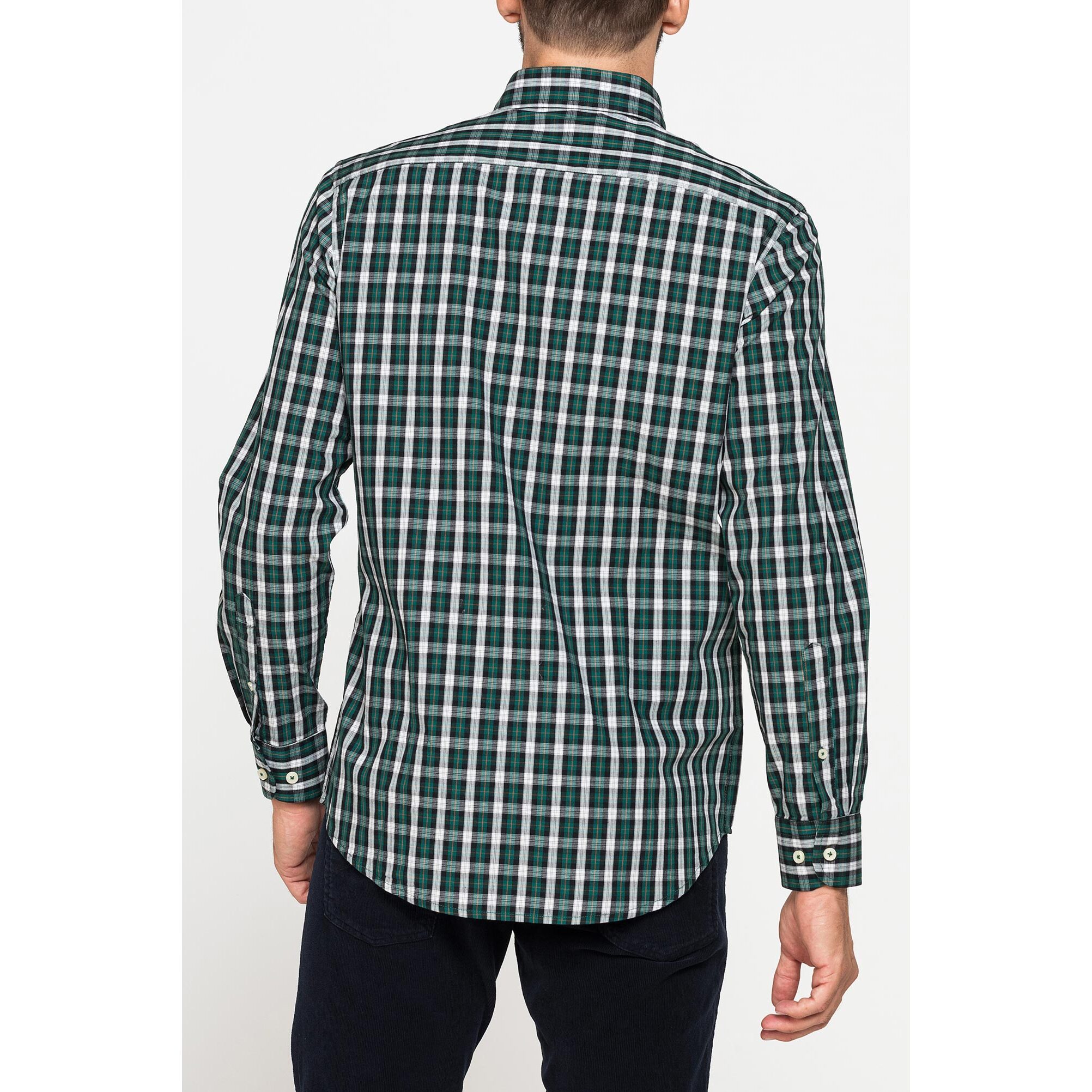 CAMICIA FANTASIA TINTO FILO CON COLLO BUTTON-DOWN